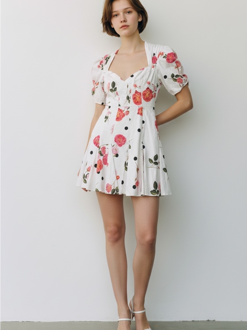 $265 For Love & Lemons Paloma white floral Mini Dress